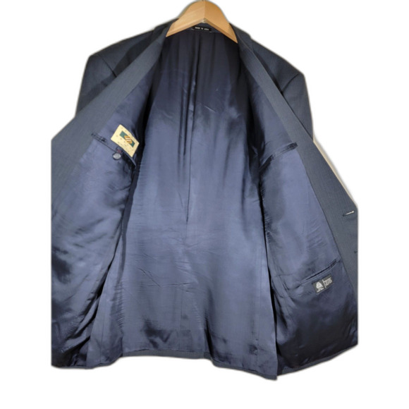 Joseph Abboud Plaid Navy Wool Sport Coat Blazer Suit Jacket - 44 - Picture 2 of 11